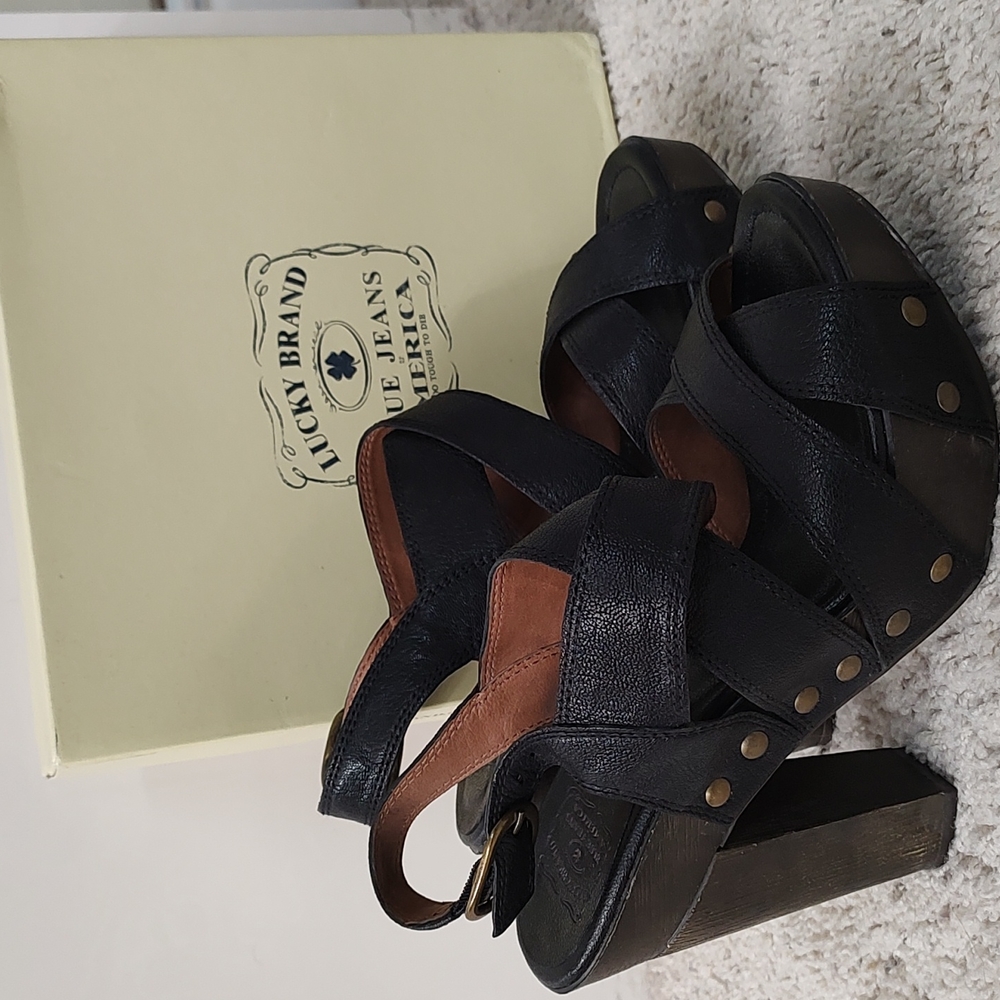 Lucky Brand high heel leather sandals. Worn once! Size 9.5.